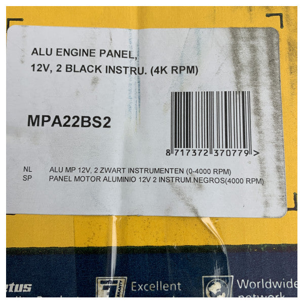 Vetus MPA22bs2 ブラック エンジンコントロールパネル 12V - 4000 RPM