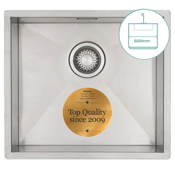 Mizzo Quadro 45 x 40 cm Évier de cuisine en acier inoxydable - MS4540