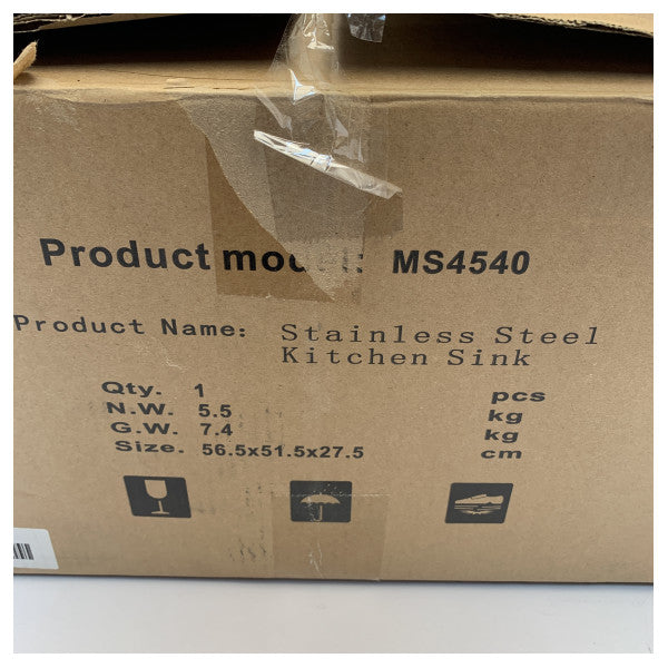 Mizzo Quadro 45 x 40 cm Évier de cuisine en acier inoxydable - MS4540