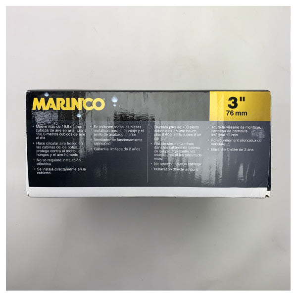 Marinco solaire Minivent 1000 en acier inoxydable, ventilateur de 3 pouces.