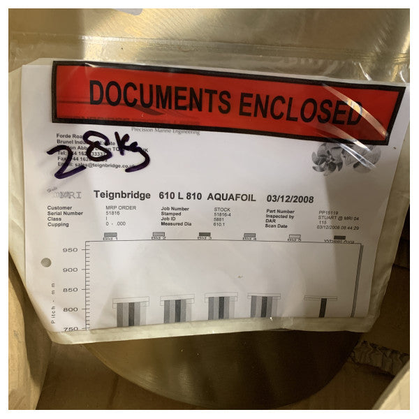 مروحة Teignbridge 610 مم ذات 5 شفرات بيسار اليد اليسرى للاستخدام في المياه المالحة والمياه العذبة