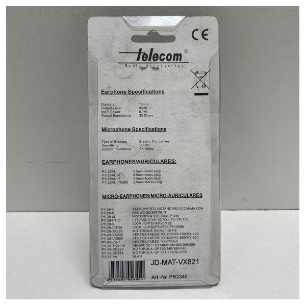 Marineheadset MAT-VX821 - holdbare vandtætte kommunikationshovedtelefoner til maritime radioer