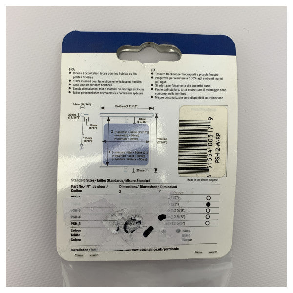 Dometic OceanAir portshade roller blind white 380 x 280 mm - PSH-2-W-RP