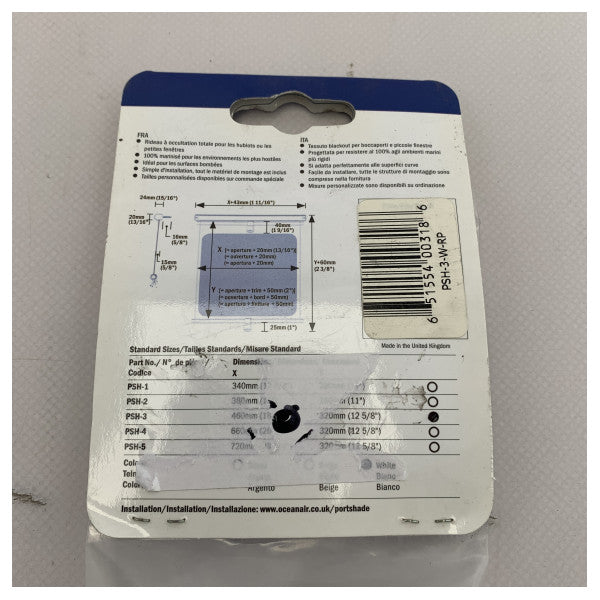 Dometic OceanAir Portshade roller blind white 460 x 320 mm - PSH-3-W-RP