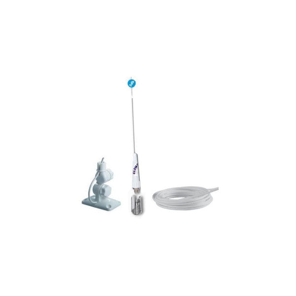 Glomex RA106 SLSPB VHF-laiva-antenni kaapelilla ja kiinnikkeellä varustettuna