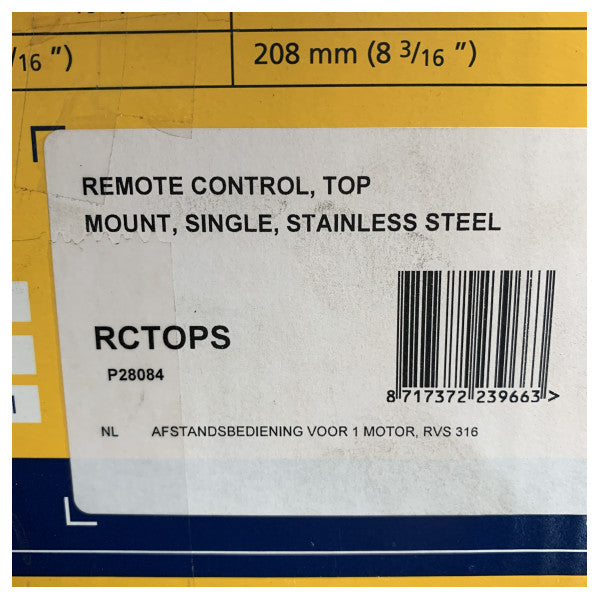 Vetus RCTOPS з одним двигуном з ручним керуванням зверху