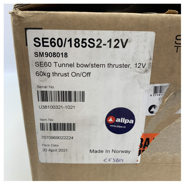 Підрулюючий пристрій Sleipner Side Power SE60 60 KGF | 185 мм | 12В носовий і кормовий - SE60/185S2-12V