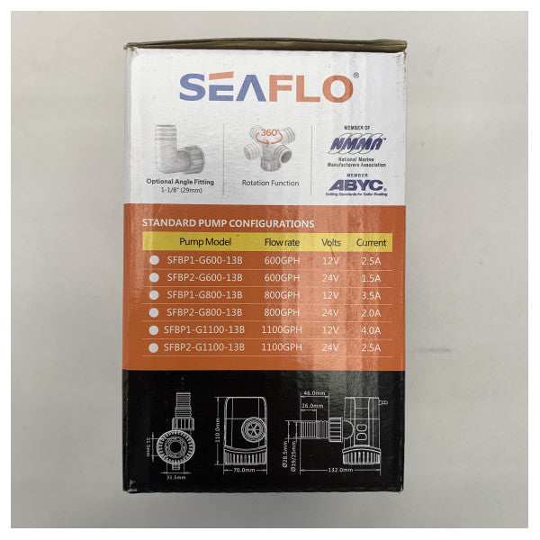 Seaflo Manual Electric 12V | 800 GPH Bilpump-SFBP1-G800-12B