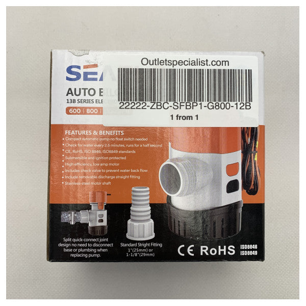 Ręczna elektryczna pompa zęzowa Seaflo 12V | 800 GPH - SFBP1-G800-12B
