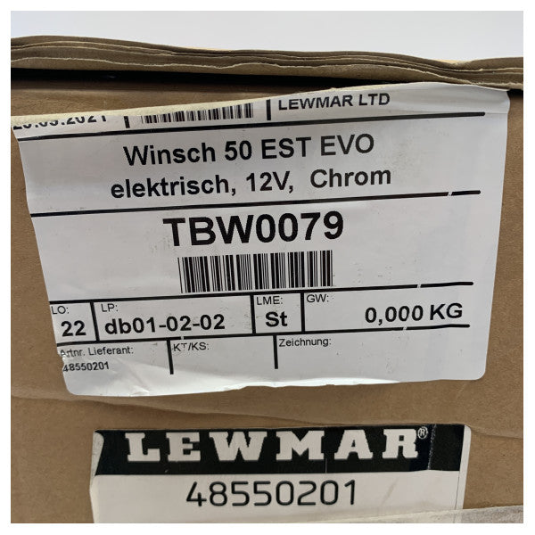 Lewmar Evo 50 est self -tailing sheet winch chrome deck unit - 48550201