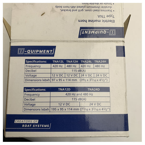 Vetus TNA24H klaxon marin 24V en acier inoxydable