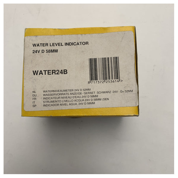 The Vetus WATER24B is a 52 mm water tank level indicator that operates on a 12V system.