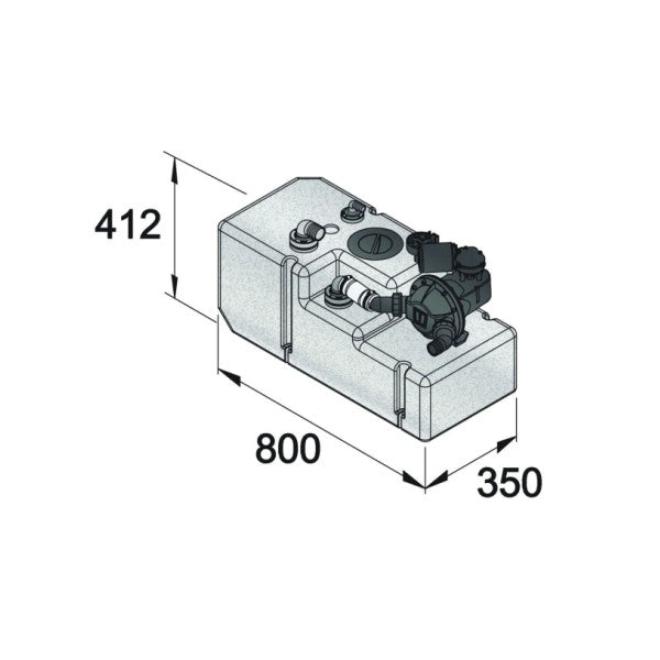 Vetus 61L Komplettes Schwarzwassertanksystem mit Pumpen und Sensoren 24 V - WWS6124