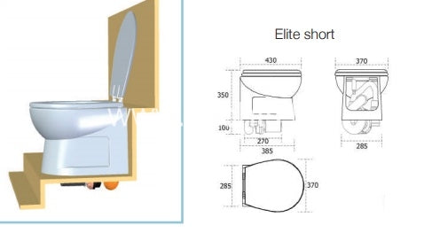 Planus Elite White Short 24 V Electric Marine Toilette