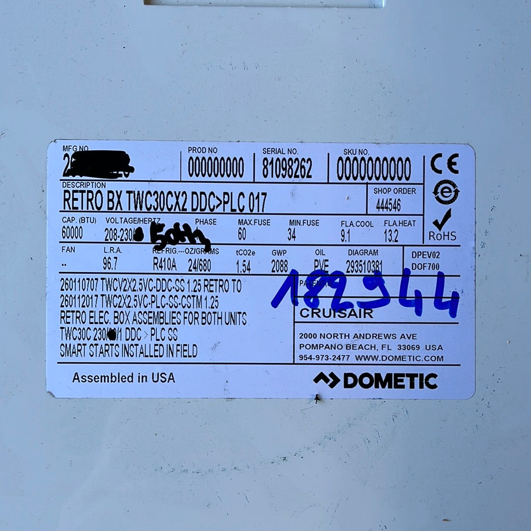 Dometic TWCX60 60,000 BTU の海洋のスリラー 230V - 9108916150