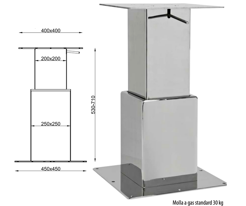 Metalstyle BTGQ II Double Stainless Steel Adjustable Table Base