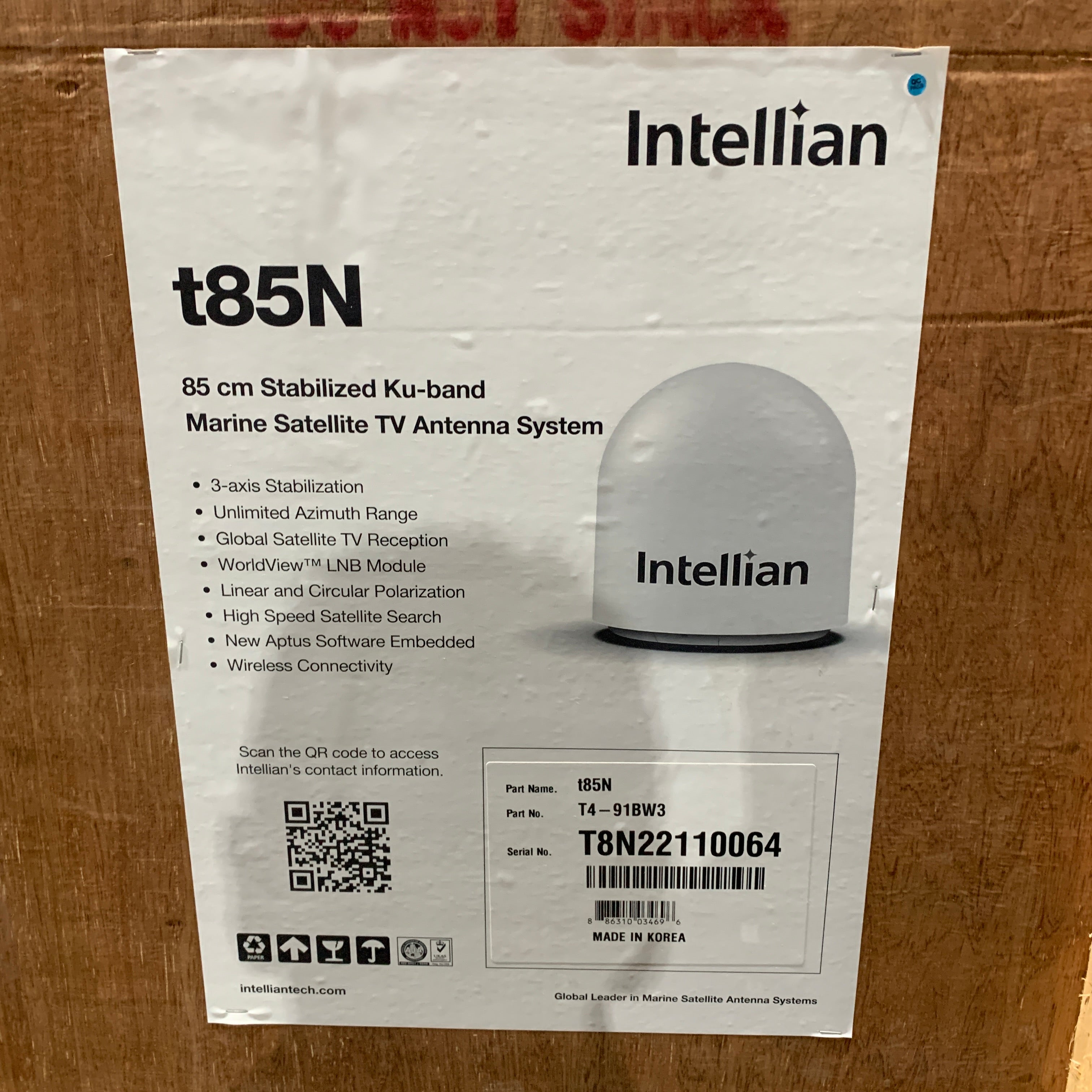 Système d’antenne TV satellite TVRO global Intellian t85N 85 cm 