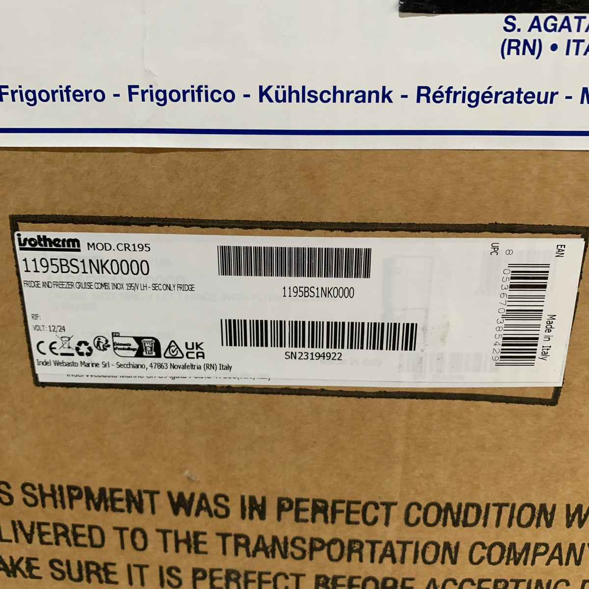 Isotherm CR195 Compressor Refrigerator / Freezer Stainless Steel 195L 12/24V