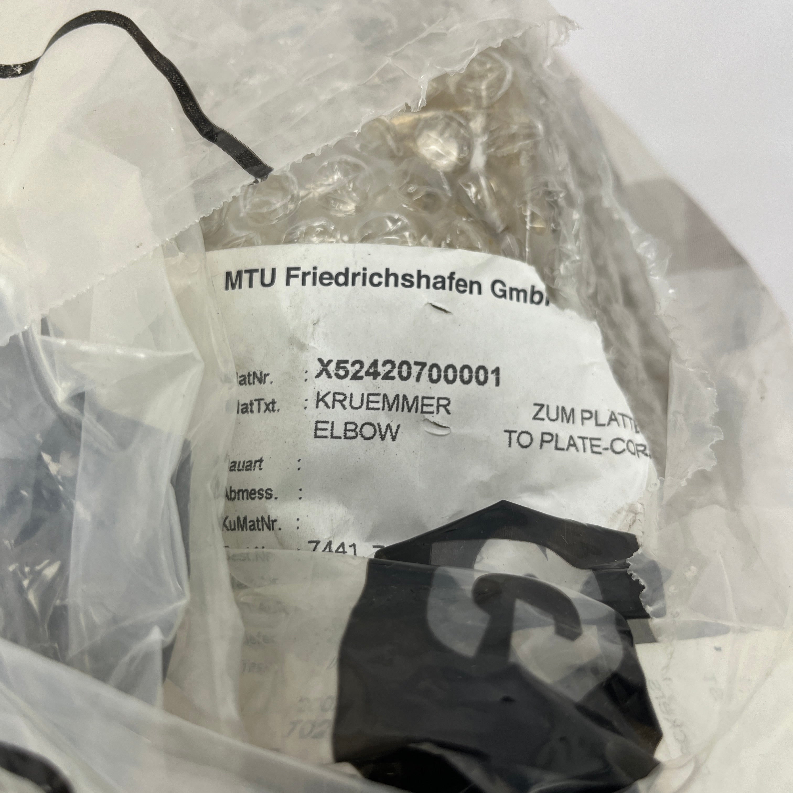 Αγκώνας MTU προς πλάκα ψύκτη - X52420700001