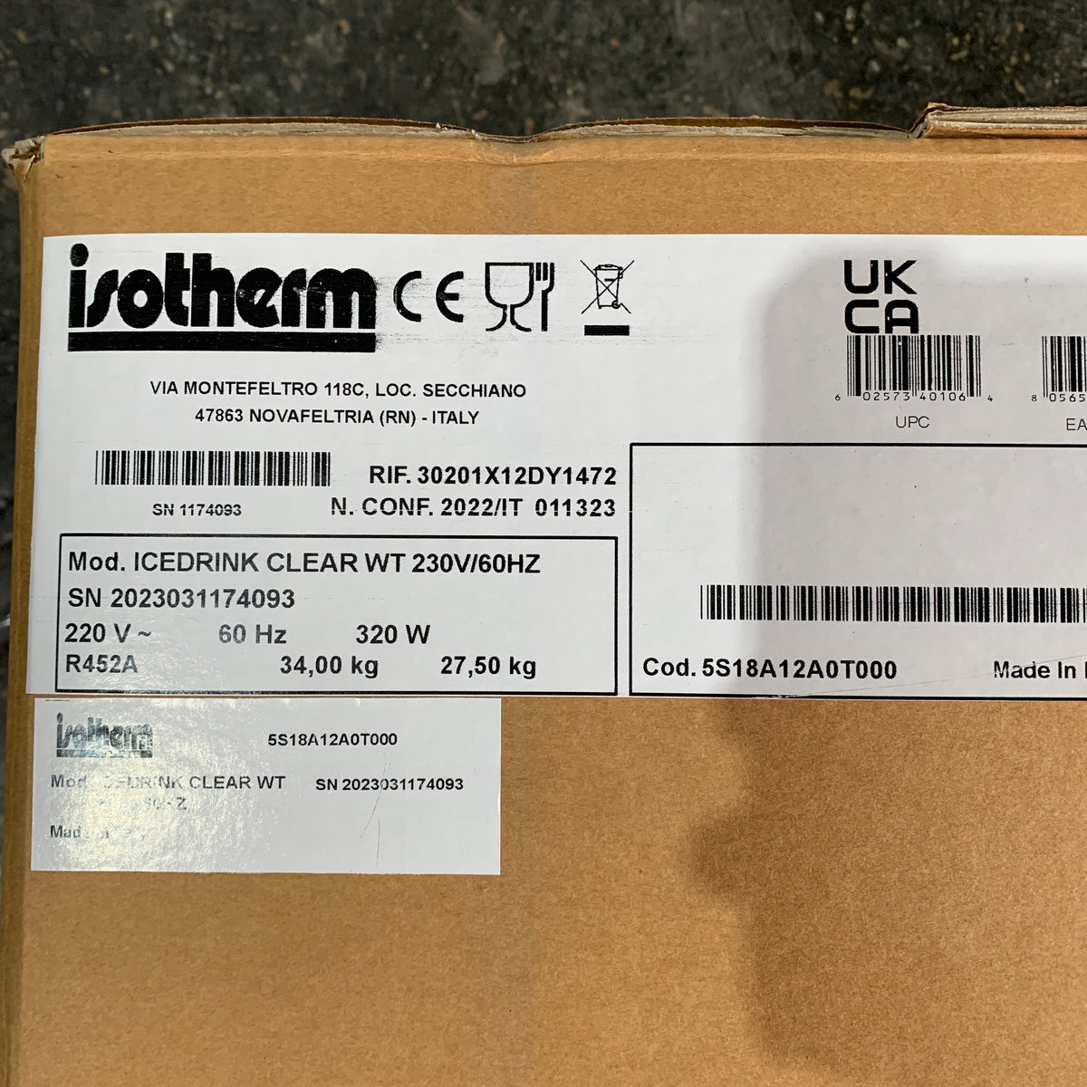 Isotherm Clear Ice Maker - Rustfritt stål 230V 60 Hz 18 KG/Dag - 5S18A12A0T000 