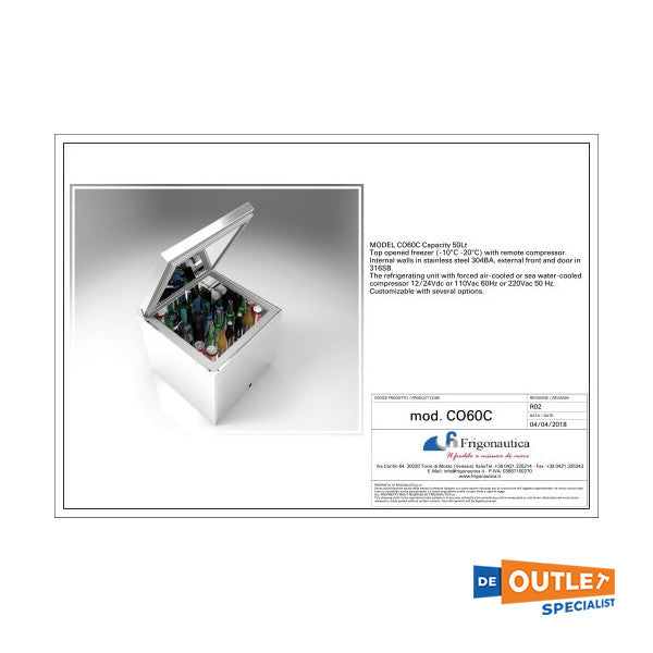 Frigonautica CO60C frysskåp i rostfritt stål 60L 230 | 24V - CO60C-EV80