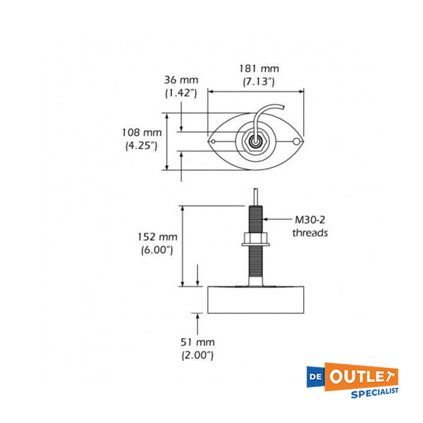 Raymarine B258 Bronze Truh -Hull Profundation Transductor - E66082