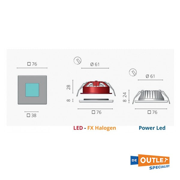 Foresti & Suardi Sextans 5080 Halogen-Einbaustrahler G4 quadratisch - 5080.FX.C