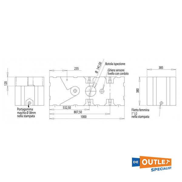 Osculati 125L plastic waste water tank with waste water pump 12V - 5014362