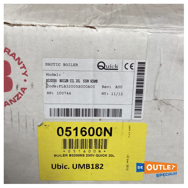 Quick B3 20L 1200W Heizkessel 230V - FLB32005S000A00