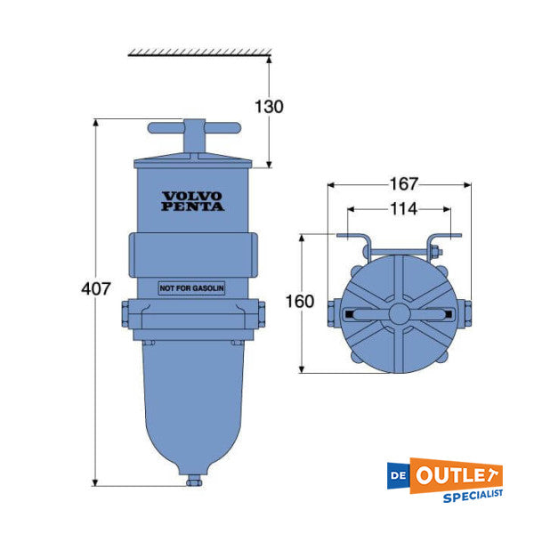 Volvo Penta Kraftstofffilter / Wasserabscheider 341 L/Stunde - 877768