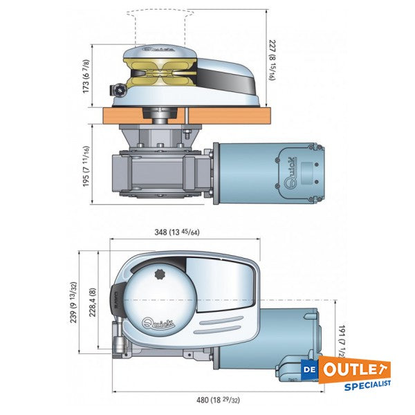 Quick Dave DV5 low profile elektrische ankerlier 2300W / 24V / 12 mm RVS