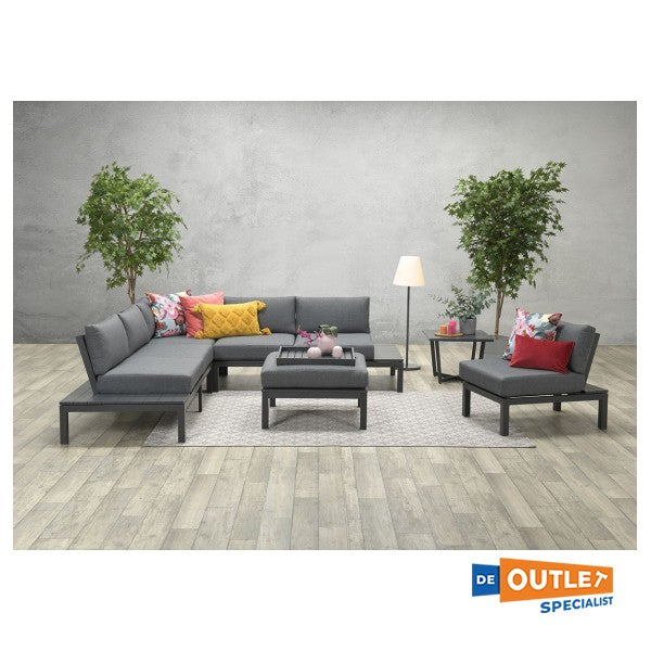 Garden Impressions Annabella loungestoel aluminium antraciet met kussens