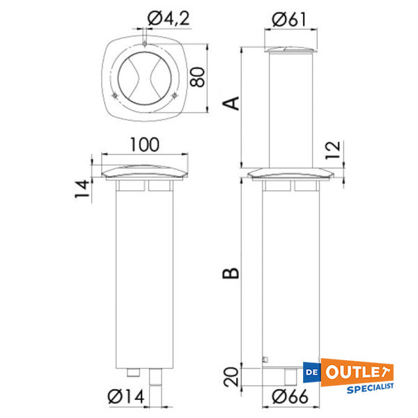 Osculati Aurora LED pop-out table light 12/24V - 13.448.06