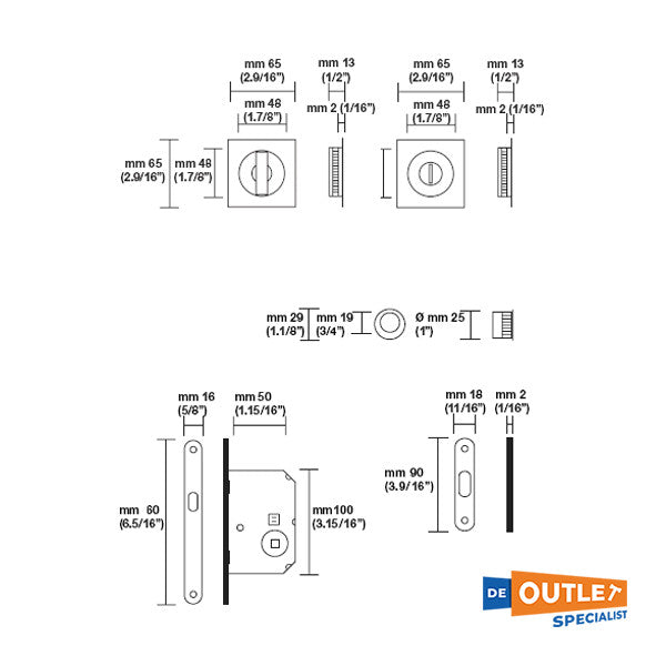 Valli und Valli K1230 Flush Pull Schließung durch Set Chrome