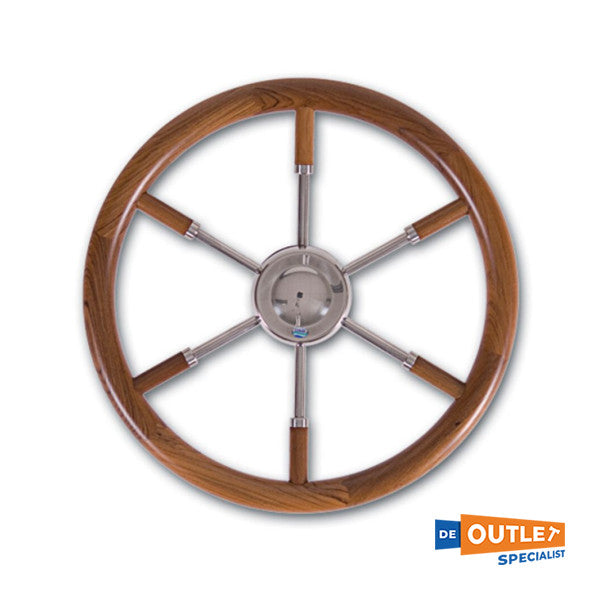 Stazo Type 17 6 ​​-Spoke rustfritt stålratt med teak 54 cm - 1599
