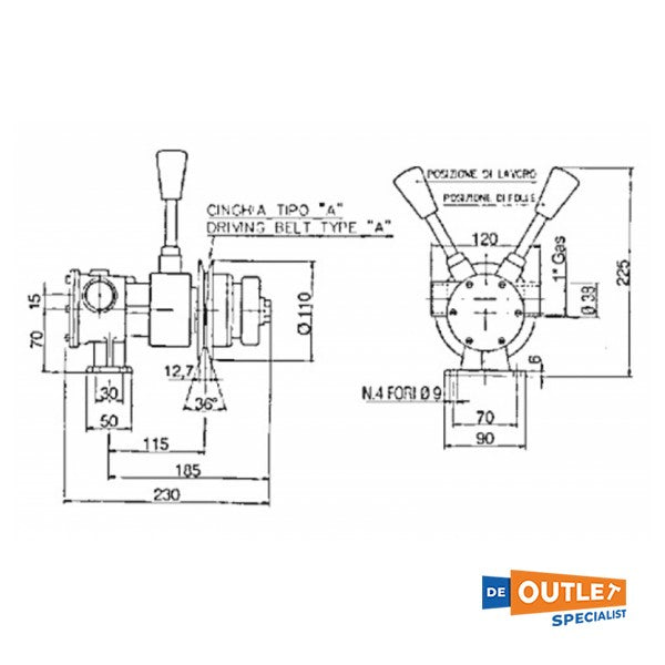 Ancor PM36F Self -reemplazo Bronce Pomp 28/96 L/min