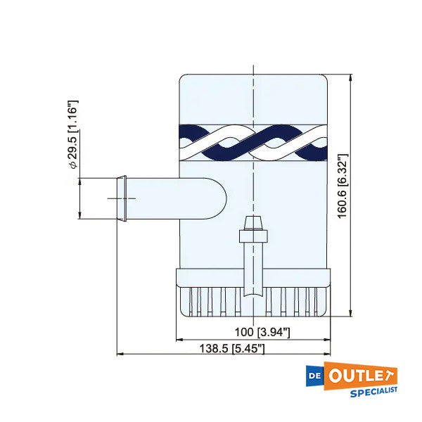 مضخة آسن TMC R18 R18 2000GPH عالية السعة 24 فولت أبيض - 503-1820012