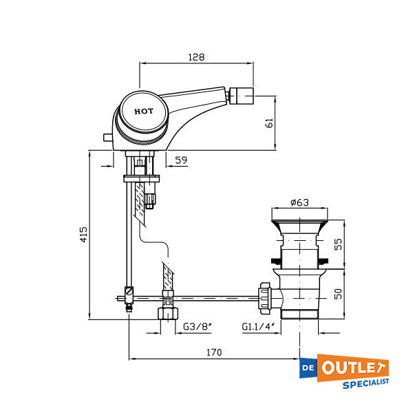 Zucchetti Savoir Sink Mixer Hot | Kalt - ZSV603.cc