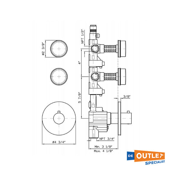 Zucchetti Savoir Thermostat Mixer TAP BAUBE -DUSH - ZSV091.CC