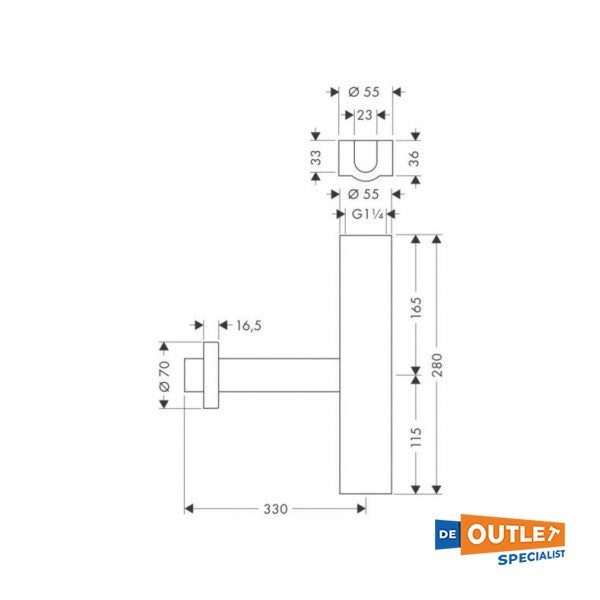 Hansgrohe Flowstar Premium verstelbare designbekersifon - 52100000