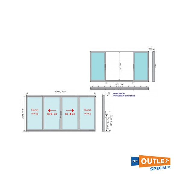 Opacmare 2066.14 4 wing patio door 4000 x 2095 mm