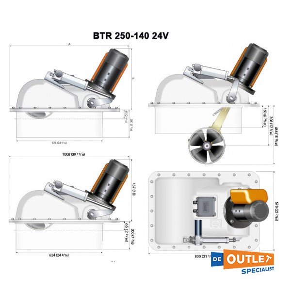 Quick BTR 140 KGF / 24V Retractable bow thruster 250 mm