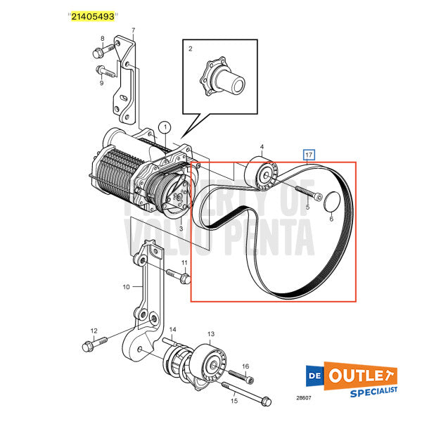 Ceinture d'entraînement du compresseur Volvo Penta | V -Belt - 21405493