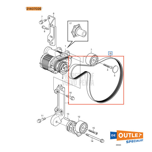 Volvo Penta compressor aandrijfriem | v-snaar - 21407026