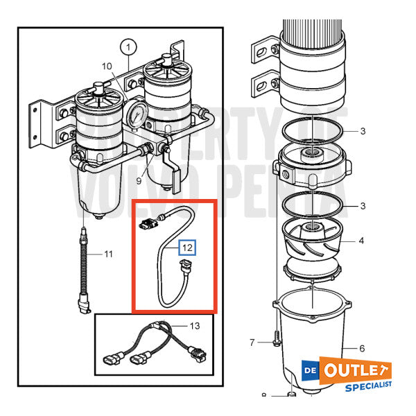 Cable de extensión del sensor de combustible Volvo Penta 5 metros - 21415883