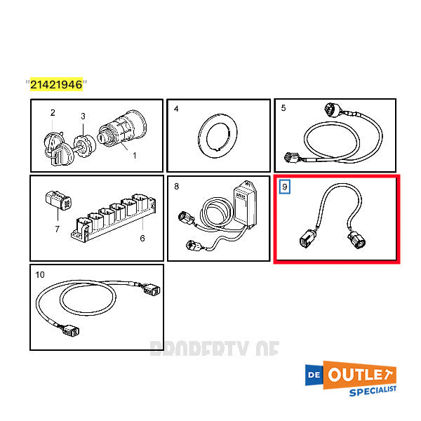 Volvo Penta Starter Key Connection Câble - 21421946