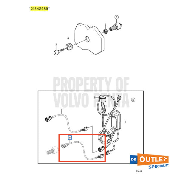 Volvo Penta Starter Switch Anschlusskabel - 21542459