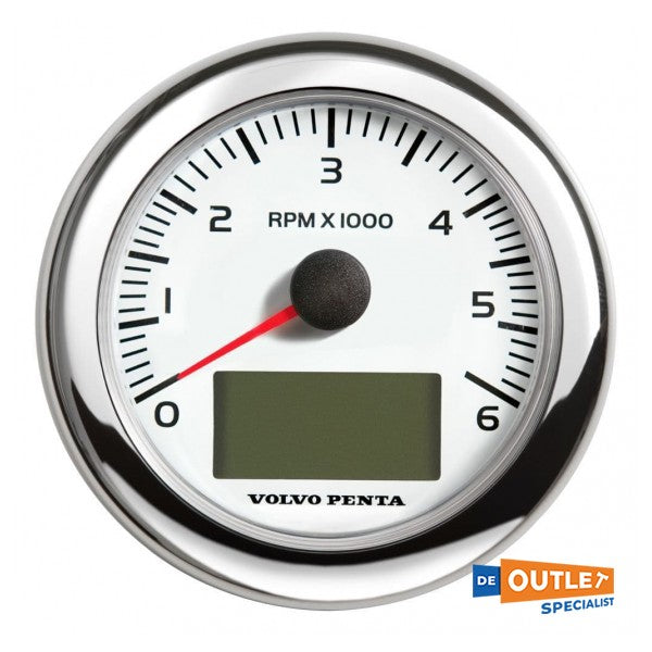 Volvo Penta EVC Tachometer 6000RPM White 85 mm - 21628157