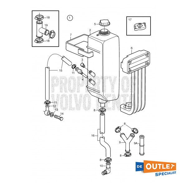 Volvo Penta D3-110 expansion tank kit - 21656191