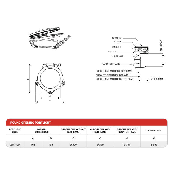 NEMO 218.800 300 mm Eröffnungsportole Edelstahl